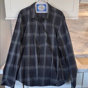 Calvin Klein Men's Black Plaid Shirt size XL
